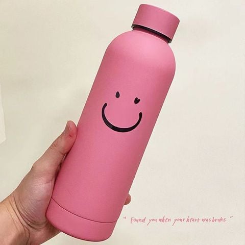  Bình Giữ Nhiệt Inox Màu Pastel Hình Mặt Cười - Cốc Nước Cầm Tay Dung Tích Lớn, Phong Cách Tối Giản, Nhẹ Gọn [GIAO HÀNG 2-10 NGÀY | SỈ TỪ 2 TRIỆU | CÓ THỂ IN LOGO] 