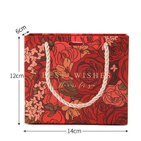  Túi Giấy Q903 quai Dù 14*12*6cm với Ruy Băng - Phong Cách Cổ Điển (Chỉ TÚI) 