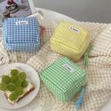  Bộ Đôi Túi Caro Xanh Nhỏ Xinh Bằng Vải Cotton Nhật Bản - Đựng Đồ Dễ Thương, Tiện Dụng! 