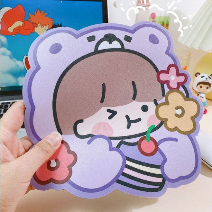  Miếng lót chuột silicon dễ thương hình bé gái màu hồng 20x20cm - PK633 Giá Siêu Hấp Dẫn! 