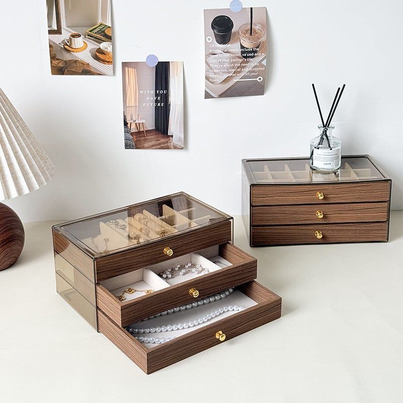  Hộp Đựng Trang Sức Gỗ Óc Chó 3 Ngăn Kéo - Tủ Đựng Đồ Trang Sức Cổ Điển Để Bàn, Phong Cách Trung Hoa, Quà Tặng [GIAO HÀNG 2-10 NGÀY | SỈ TỪ 2 TRIỆU | CÓ THỂ IN LOGO] 