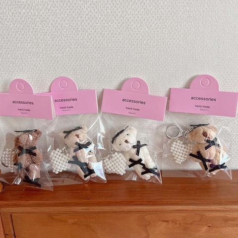  (HÀNG ĐẶT TRƯỚC) 2 Hàn Quốc Dongdaemun Mẫu Mới Nơ Gấu Tình Yêu Thỏ Móc Khóa Túi Phụ Kiện Cặp Đôi Dễ Thương 