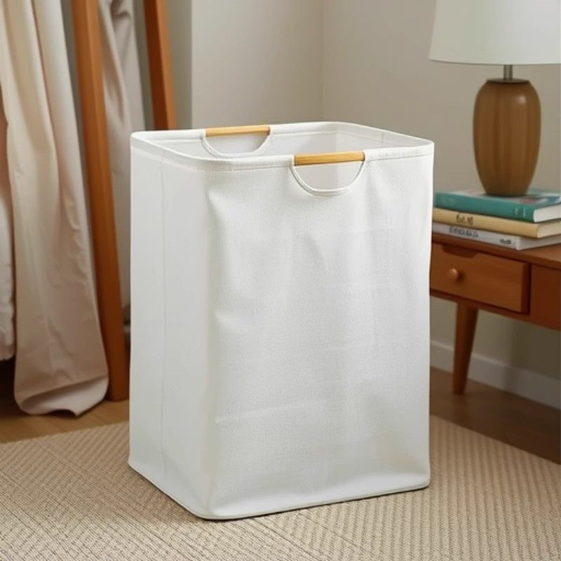  Giỏ Đựng Quần Áo Bẩn Bằng Cotton Phủ PE Nhiều Màu - Rổ Đồ Giặt Dung Tích Lớn, Có Quai Xách Gỗ, Đựng Đồ Chơi, Phòng Ngủ [GIAO HÀNG 2-10 NGÀY | SỈ TỪ 2 TRIỆU | CÓ THỂ IN LOGO] 