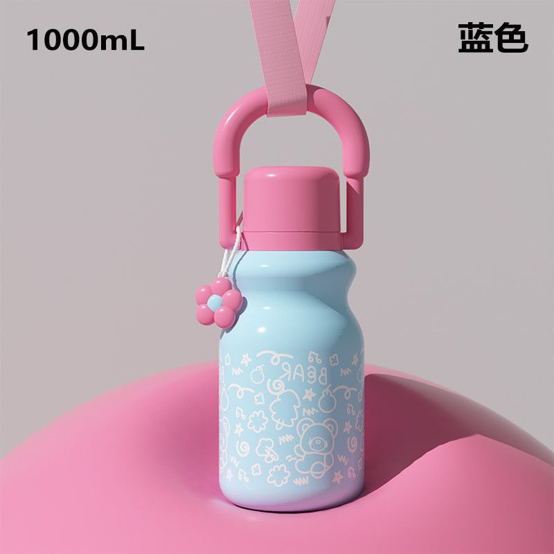  Cốc giữ nhiệt thép không gỉ có ống hút quai xách cho học sinh 
