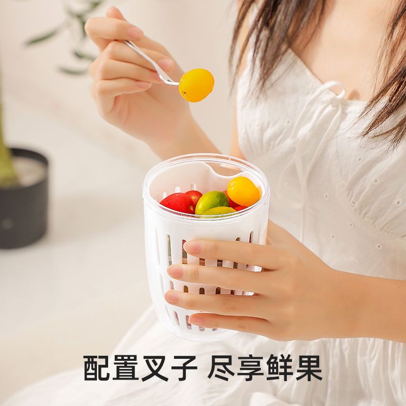  Cốc Salad/Trái Cây 2 Lớp Thoát Nước Bằng Nhựa - Hộp Đựng Thực Phẩm Mang Đi Phong Cách Nhật, Cấp An Toàn [GIAO HÀNG 2-10 NGÀY | SỈ TỪ 2 TRIỆU | CÓ THỂ IN LOGO] 