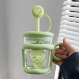  Cốc thủy tinh chịu nhiệt có ống hút, cốc mug gia dụng dễ thương 
