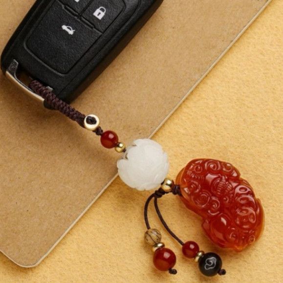  Móc Khóa Phong Thủy Tỳ Hưu Đá Thạch Anh - Biểu Tượng May Mắn Cho Chìa Khóa, Điện Thoại, Sổ Tay PK1420 