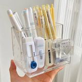  Hộp Bút Acrylic Trong Suốt 3 Ngăn - Hộp Đựng Bút Để Bàn Đa Năng, Văn Phòng Phẩm Phong Cách Đơn Giản [GIAO HÀNG 2-10 NGÀY | SỈ TỪ 2 TRIỆU | CÓ THỂ IN LOGO] 