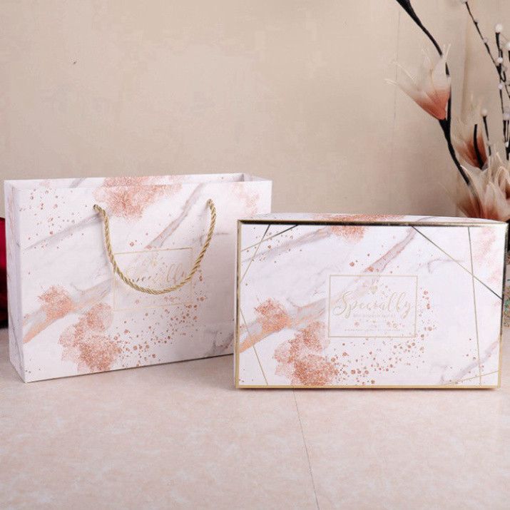  Túi giấy và Hộp quà họa tiết cẩm thạch theo phong cách Châu Mỹ Q246 - Món quà hoàn hảo! 