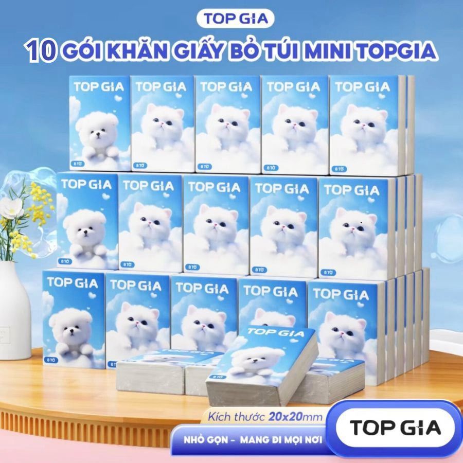  Bộ 10 Gói Khăn Giấy Mini Mèo Cao Cấp 4 Lớp Bỏ Túi [GIAO HÀNG 2-10 NGÀY | SỈ TỪ 2 TRIỆU | CÓ THỂ IN LOGO] 
