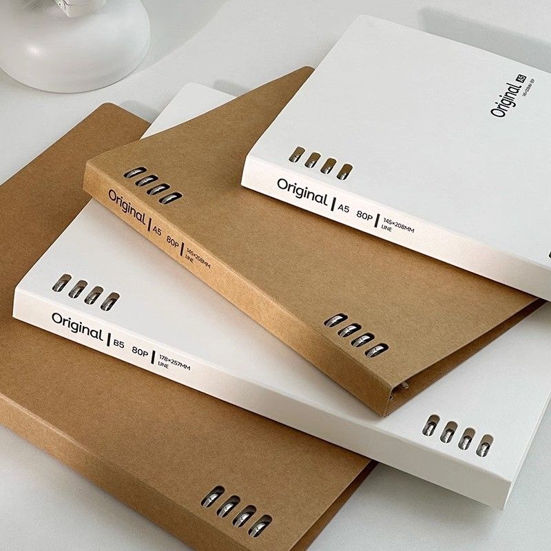  Vở Lò Xo Bìa Giấy Kraft Màu Đen, Trắng - Sổ Tay Khổ A/B Có Thể Tháo Rời, Không Cấn Tay, Thiết Kế Đơn Giản Cho Học Sinh [GIAO HÀNG 2-10 NGÀY | SỈ TỪ 2 TRIỆU | CÓ THỂ IN LOGO] 