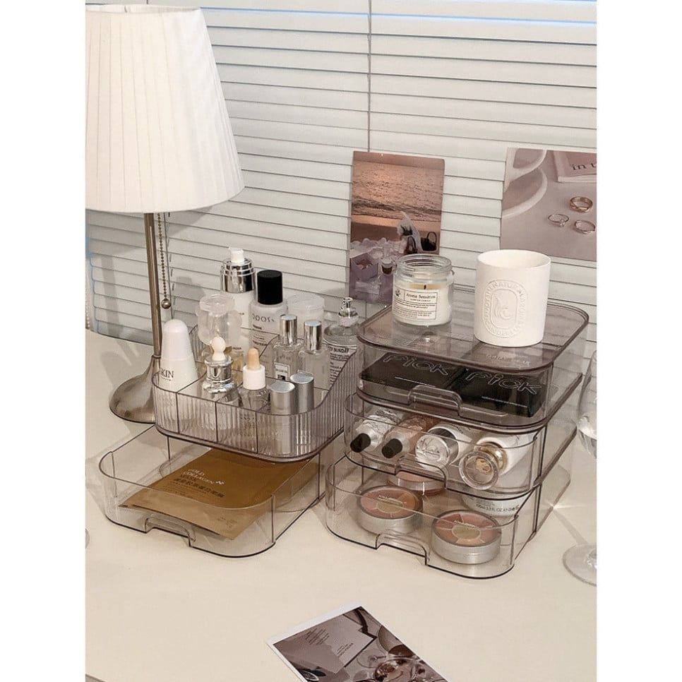  Hộp Đựng Mỹ Phẩm Acrylic Trong Suốt - Ngăn Kéo Tiện Lợi Để Bàn Trang Điểm Son Môi 