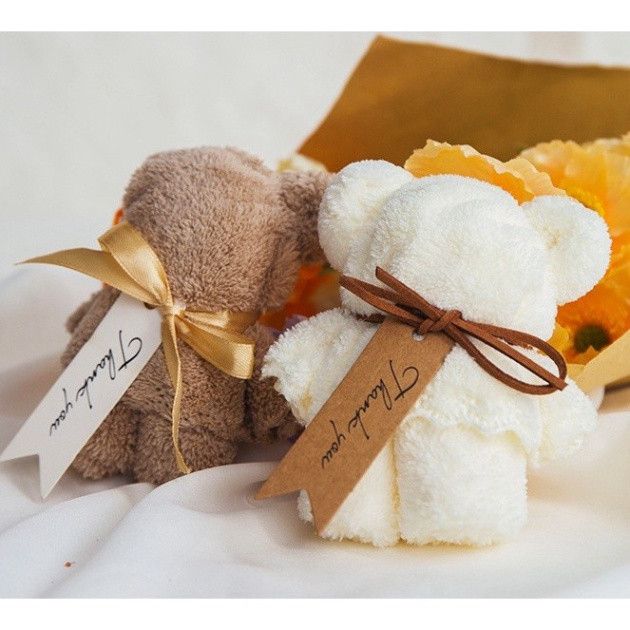  Khăn Mặt Gấu Teddy Xinh Xắn Q965 - Kèm Ruy Băng và Thẻ Cảm Ơn Đáng Yêu! 