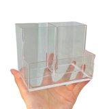  Hộp Bút Acrylic Trong Suốt 3 Ngăn - Hộp Đựng Bút Để Bàn Đa Năng, Văn Phòng Phẩm Phong Cách Đơn Giản [GIAO HÀNG 2-10 NGÀY | SỈ TỪ 2 TRIỆU | CÓ THỂ IN LOGO] 