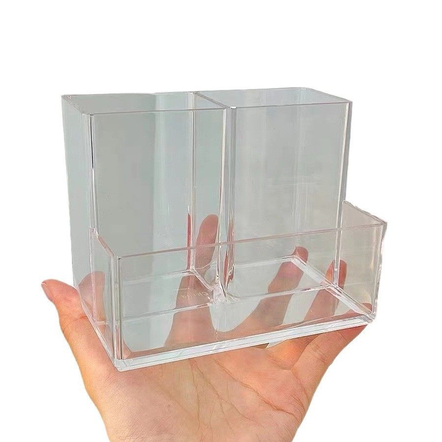  Hộp Bút Acrylic Trong Suốt 3 Ngăn - Hộp Đựng Bút Để Bàn Đa Năng, Văn Phòng Phẩm Phong Cách Đơn Giản [GIAO HÀNG 2-10 NGÀY | SỈ TỪ 2 TRIỆU | CÓ THỂ IN LOGO] 