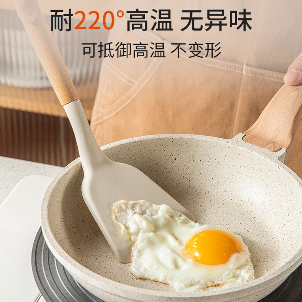  Bộ Xẻng Silicon Cán Gỗ Cao Cấp - Muỗng Canh, Xẻng Nấu Ăn Chịu Nhiệt, Không Trầy Chảo Chống Dính, Dụng Cụ Nhà Bếp [GIAO HÀNG 2-10 NGÀY | SỈ TỪ 2 TRIỆU | CÓ THỂ IN LOGO] 