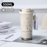  Cốc giữ nhiệt bằng thép không gỉ thời trang, chân không, có dây đeo, hình hoa linh lan 