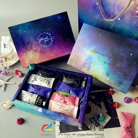  (HÀNG ĐẶT TRƯỚC) 10 Hộp Quà Blue Starry Sky Đựng Kẹo Hạnh Nhân, Bánh Bông Tuyết [GIAO HÀNG 2-10 NGÀY | SỈ TỪ 2 TRIỆU | CÓ THỂ IN LOGO] 