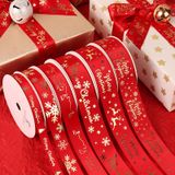  Ruy băng vải sợi poly dài 01MÉT, dệt chữ chủ đề lễ hội, màu đỏ Q958 