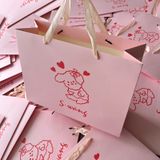  Túi giấy có sẵn, túi xách màu hồng, cửa hàng quần áo trẻ em, túi xách tay, thẻ trắng, in ấn, túi mua sắm, túi quà tặng 