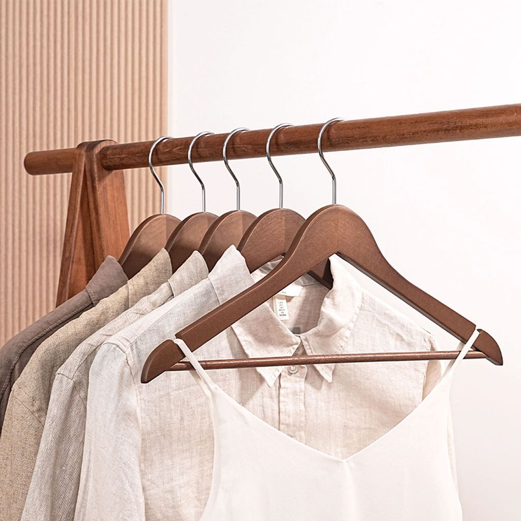  Móc Treo Quần Áo Bằng Gỗ Rắn Liền Mạch Chống Trượt [GIAO HÀNG 2-10 NGÀY | SỈ TỪ 2 TRIỆU | CÓ THỂ IN LOGO] 