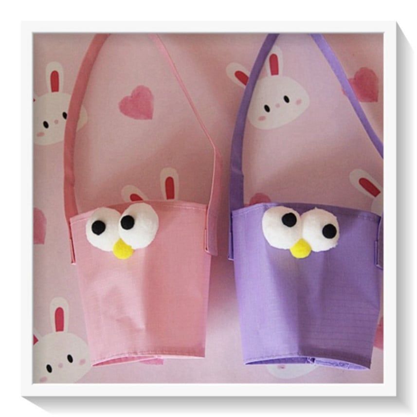  Bộ 5 Túi Đựng Ly Canvas Bảo Quản Nhiệt, Quai Xách Hình Đôi Mắt toPK1324 