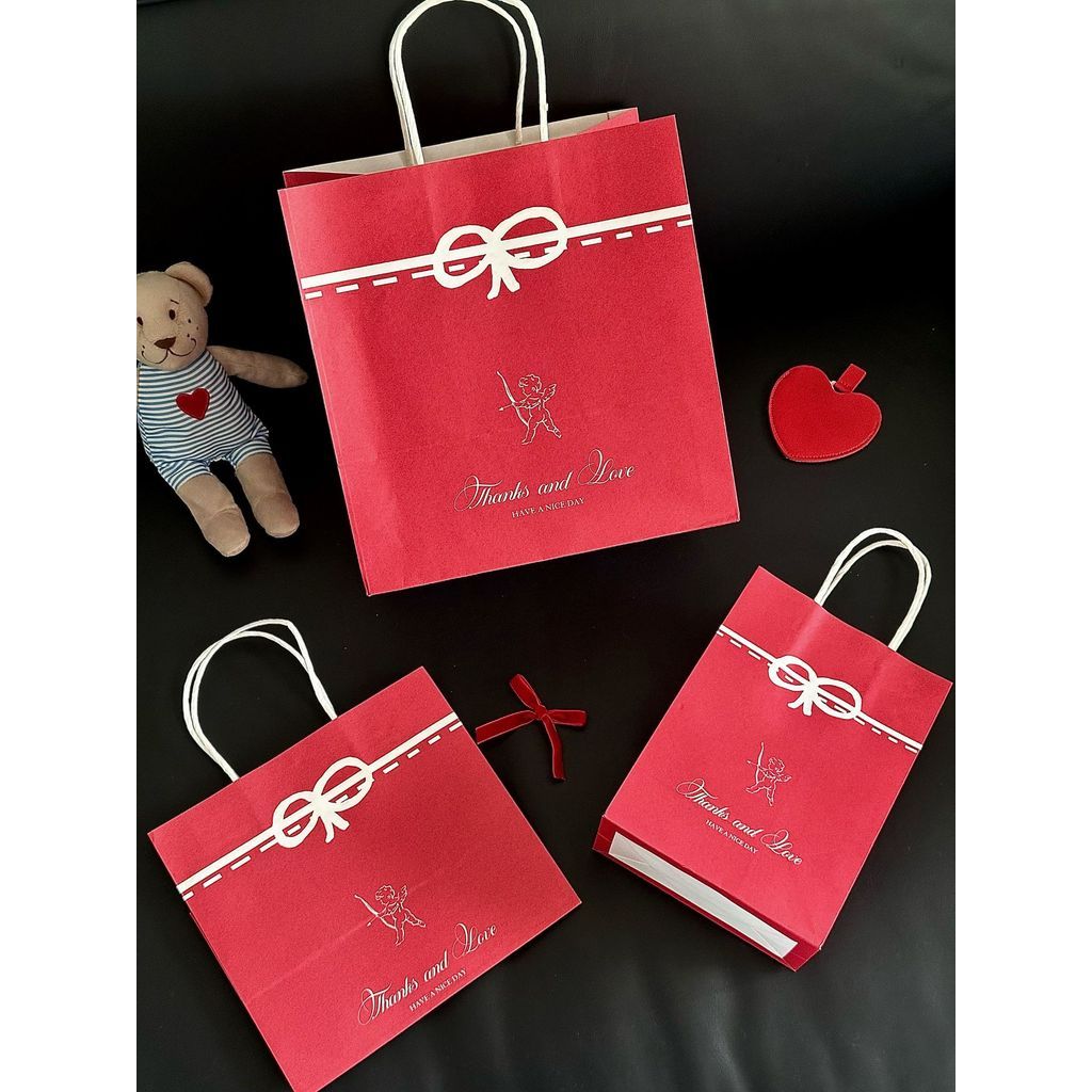  Túi Giấy Kraft Đỏ Hình Thần Cupid Đựng Quà Cưới Kẹo Mừng Tiệc Cưới 