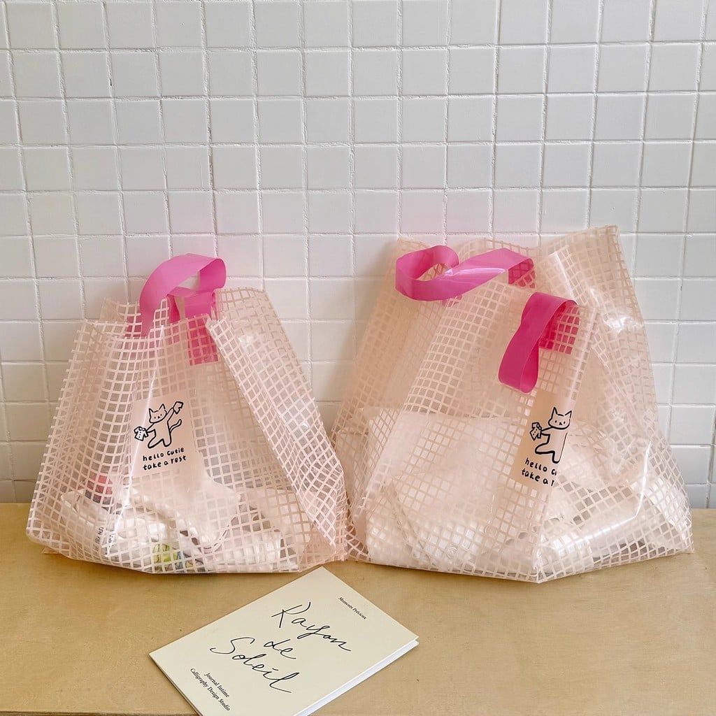  Túi Lưới Trong Suốt Màu Hồng Nhạt - Túi Xách Cửa Hàng Thời Trang Cao Cấp, Túi Đựng Quần Áo Nữ, Đóng Gói Quà Tặng Bán Buôn [GIAO HÀNG 2-10 NGÀY | SỈ TỪ 2 TRIỆU | CÓ THỂ IN LOGO] 