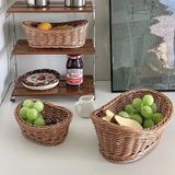  Giỏ Đan Mây Giả Màu Nâu - Rổ Đựng Trái Cây, Bánh Mì, Đồ Ăn Vặt Phong Cách Cổ Điển, Hộp Đan Bằng Nhựa [GIAO HÀNG 2-10 NGÀY | SỈ TỪ 2 TRIỆU | CÓ THỂ IN LOGO] 