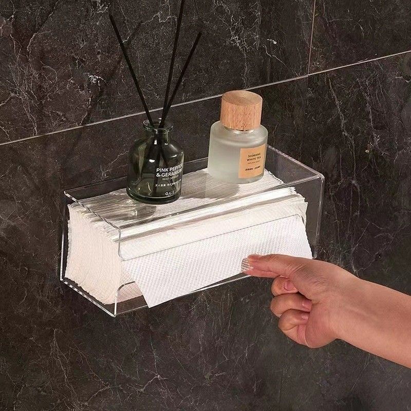  Hộp Đựng Giấy Ăn Treo Tường Bằng Acrylic Trong Suốt - Kệ Đựng Khăn Giấy, Phụ Kiện Phòng Tắm, Nhà Vệ Sinh, Bếp [GIAO HÀNG 2-10 NGÀY | SỈ TỪ 2 TRIỆU | CÓ THỂ IN LOGO] 