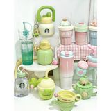  Cốc starbucks mọng nước loạt vườn hồng màu xanh lá cây gradient xương rồng ống hút thép không gỉ 