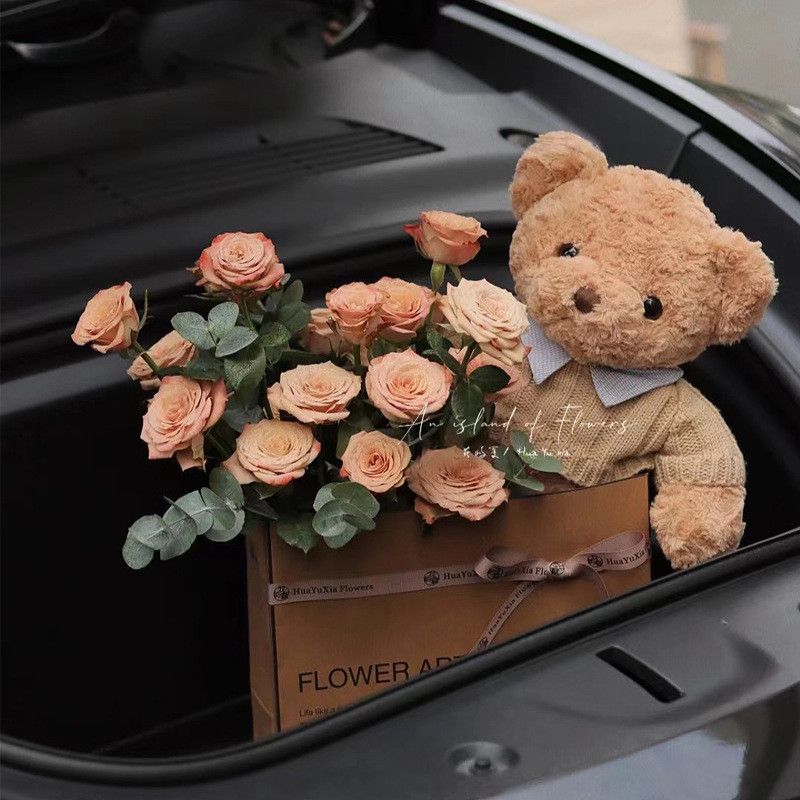  Túi giấy kraft đựng hoa tươi túi ôm gấu nhỏ gói bó hoa đơn giản quà tặng valentine 