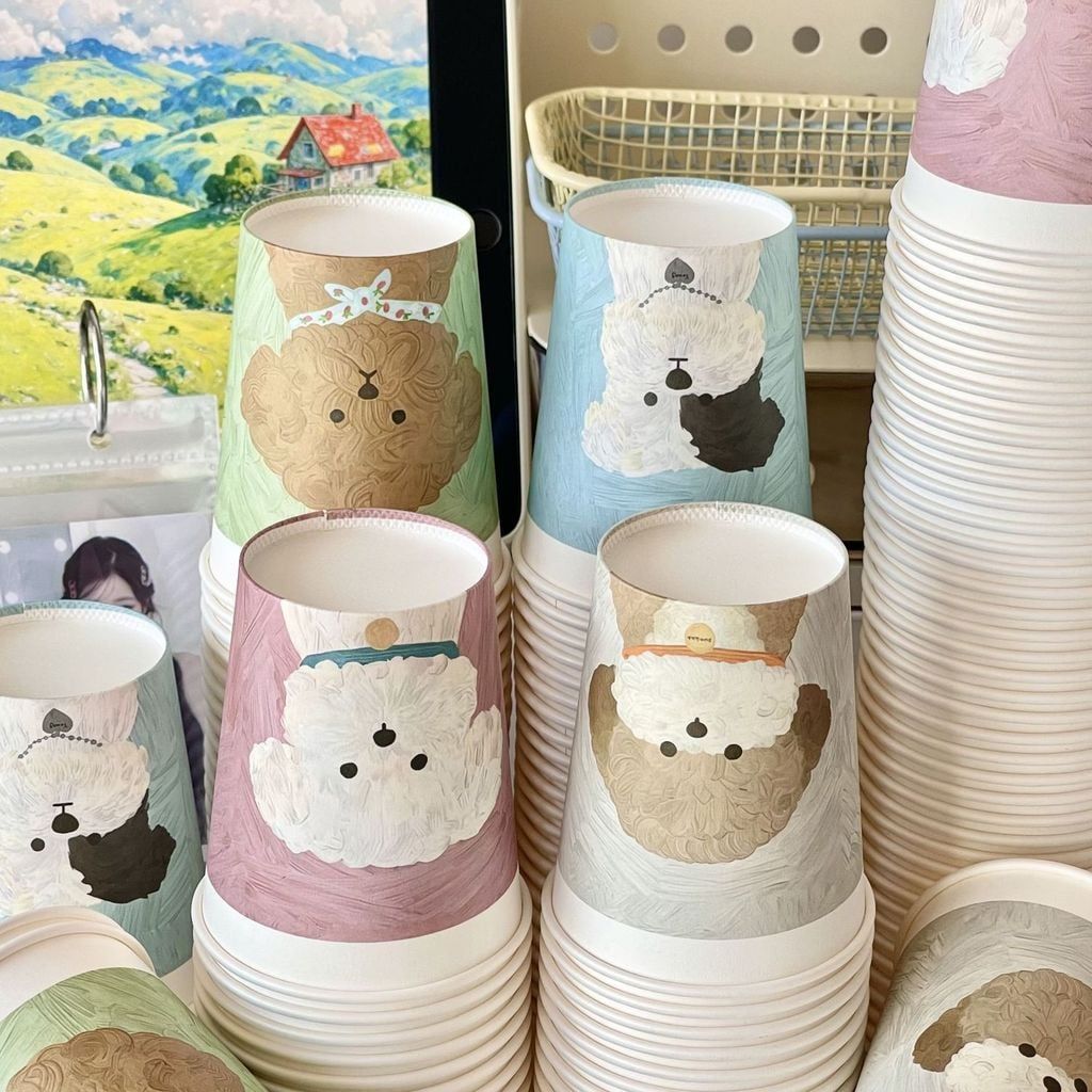  Cốc giấy dùng một lần họa tiết chó dễ thương – Dày dặn cho quán cà phê, trà sữa [GIAO HÀNG 2-10 NGÀY | SỈ TỪ 2 TRIỆU | CÓ THỂ IN LOGO] 