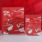  Túi Giấy Cứng Sang Trọng Dọc Quai Nhựa - Họa Tiết Hoa Lá & Chim Sếu Cổ Điển. 