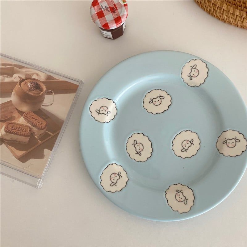  Bát Gốm Hình Cừu Non Màu Xanh Dương - Bộ Bát Đĩa Tráng Miệng, Salad, Đồ Ăn Gia Dụng Phong Cách Hoạt Hình Dễ Thương [GIAO HÀNG 2-10 NGÀY | SỈ TỪ 2 TRIỆU | CÓ THỂ IN LOGO] 
