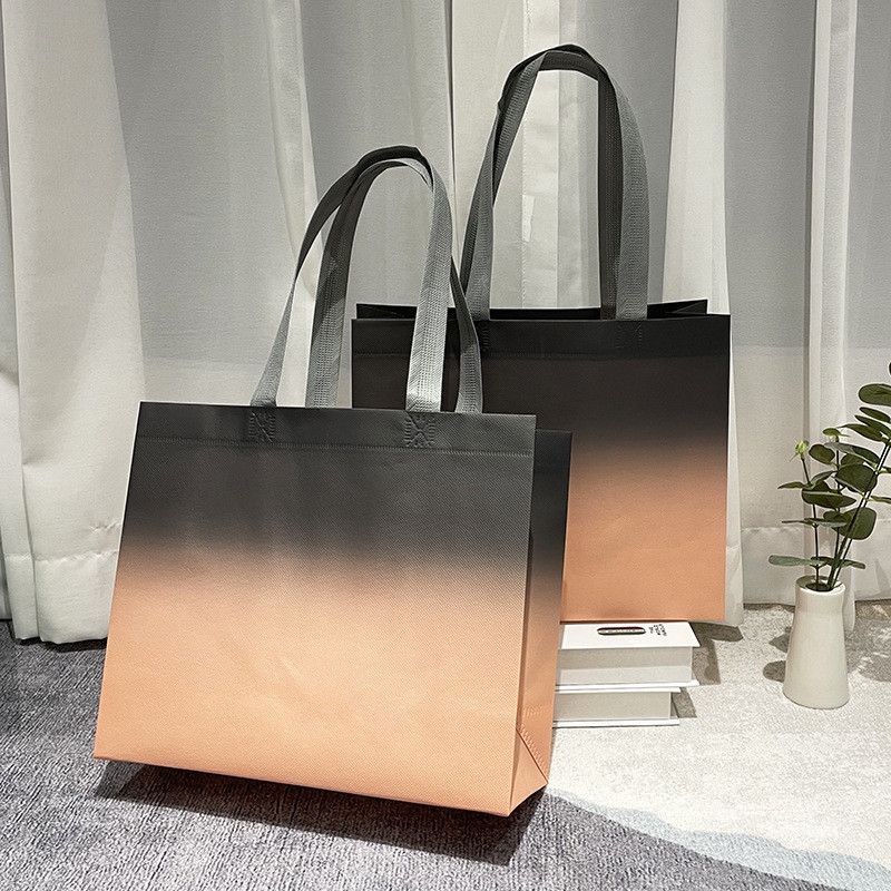  Túi tote vải không dệt gradient dày dặn, túi mua sắm shop thời trang nữ 