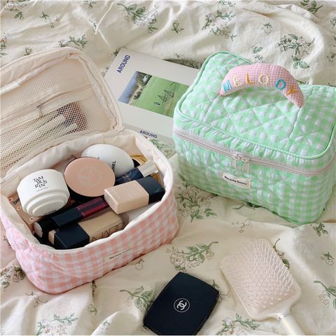  Túi đựng mỹ phẩm kẻ sọc Hàn Quốc - Set 2 chiếc xách tay, phong cách Instagram [GIAO HÀNG 2-10 NGÀY | SỈ TỪ 2 TRIỆU | CÓ THỂ IN LOGO] 