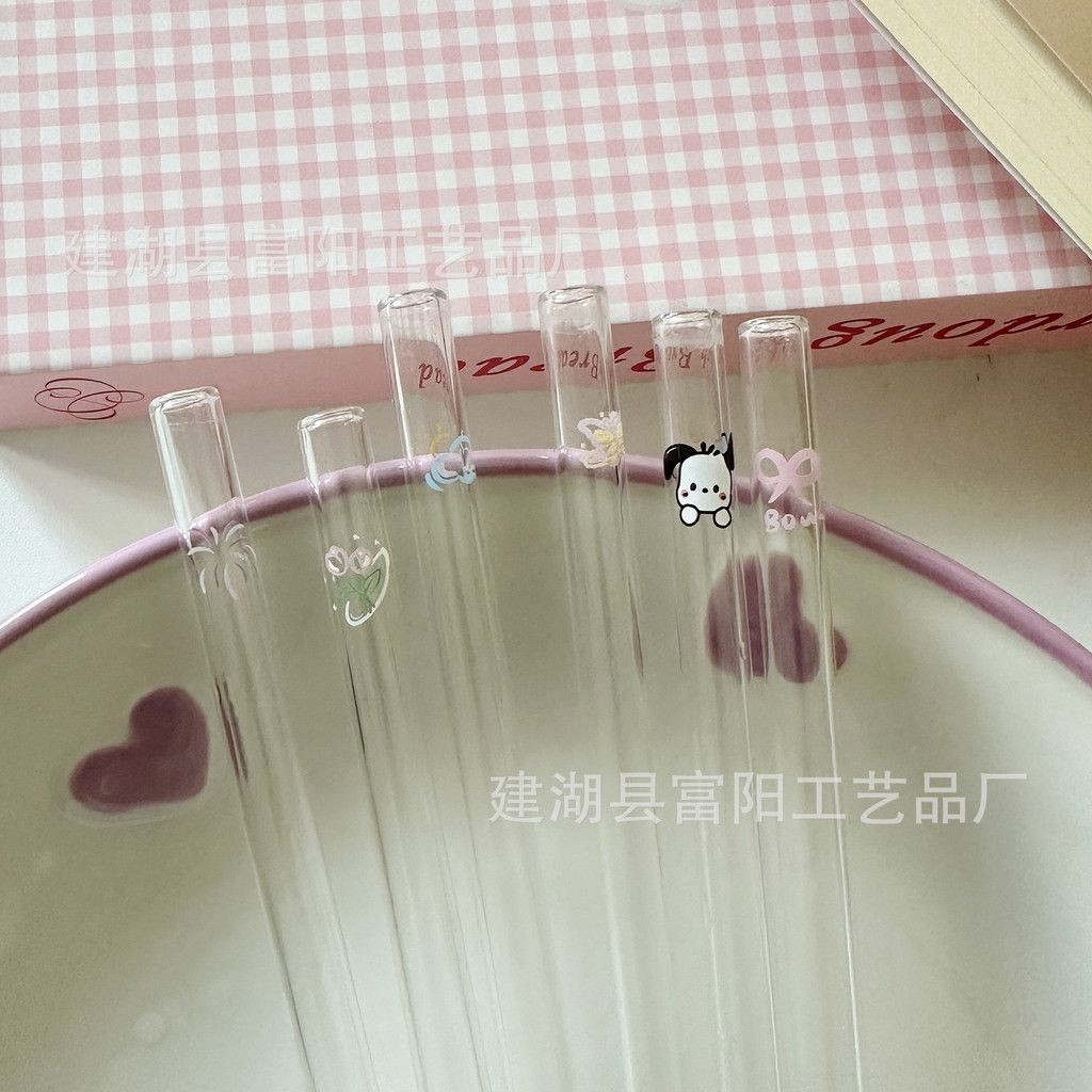 Ống Hút Thủy Tinh Borosilicate In Họa Tiết Nhiều Màu - Ống Hút Dễ Thương Dùng Cho Đồ Uống, Sinh Tố, Trà Sữa, Quà Tặng [GIAO HÀNG 2-10 NGÀY | SỈ TỪ 2 TRIỆU | CÓ THỂ IN LOGO] 