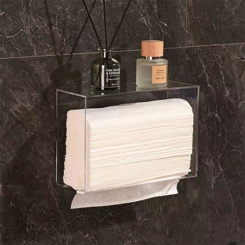  Hộp Đựng Giấy Ăn Treo Tường Bằng Acrylic Trong Suốt - Kệ Đựng Khăn Giấy, Phụ Kiện Phòng Tắm, Nhà Vệ Sinh, Bếp [GIAO HÀNG 2-10 NGÀY | SỈ TỪ 2 TRIỆU | CÓ THỂ IN LOGO] 