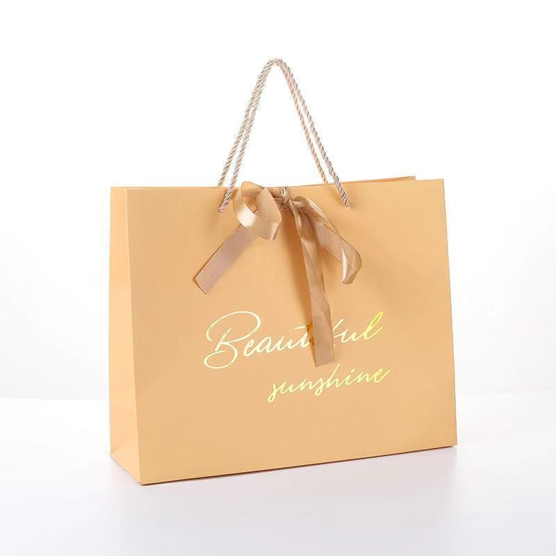  Túi Giấy Quai Dù Định Hình Cổ Điển, Kèm Ruy Băng - Phụ Kiện Quà Tặng Sang Trọng 