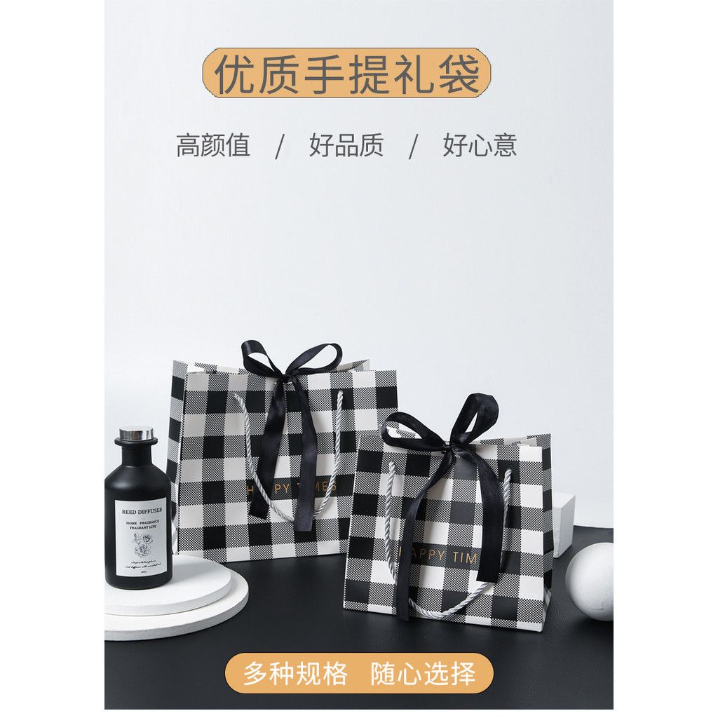  Túi quà tặng doanh nghiệp lưới đen trắng túi đóng gói đơn giản túi tote 