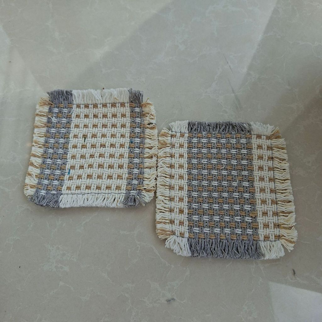 Tấm Lót Cốc Vải Cotton Họa Tiết Kẻ Sọc Nhiều Màu - Lót Cách Nhiệt Cốc Trà Tua Rua, Trang Trí Bàn Ăn, Phòng Khách [GIAO HÀNG 2-10 NGÀY | SỈ TỪ 2 TRIỆU | CÓ THỂ IN LOGO] 