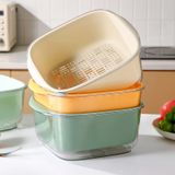  Rổ rửa rau hai tầng bằng nhựa PET cỡ lớn phối màu nổi bật, chậu rửa trái cây, 