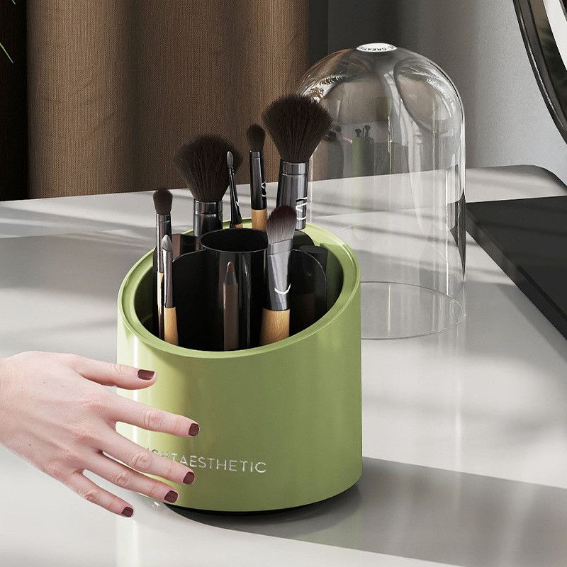  Hộp Đựng Cọ Trang Điểm PP Xoay Nắp Màu Đỏ, Xanh, Be - Thùng Lưu Trữ Đa Năng Có Nắp Chống Bụi, Cao Cấp Trong Suốt [GIAO HÀNG 2-10 NGÀY | SỈ TỪ 2 TRIỆU | CÓ THỂ IN LOGO] 
