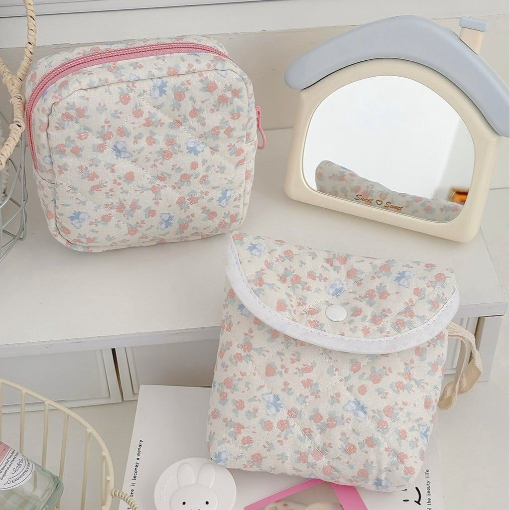  Bộ 2 Túi Đựng Mỹ Phẩm/Phụ Kiện Vải Họa Tiết Hoa Hồng - Túi Xách Tay Đa Năng, Giá Trị Cao, Dễ Thương [GIAO HÀNG 2-10 NGÀY | SỈ TỪ 2 TRIỆU | CÓ THỂ IN LOGO] 