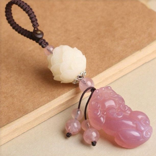  Móc Khóa Phong Thủy Tỳ Hưu Đá Thạch Anh - Biểu Tượng May Mắn Cho Chìa Khóa, Điện Thoại, Sổ Tay PK1420 