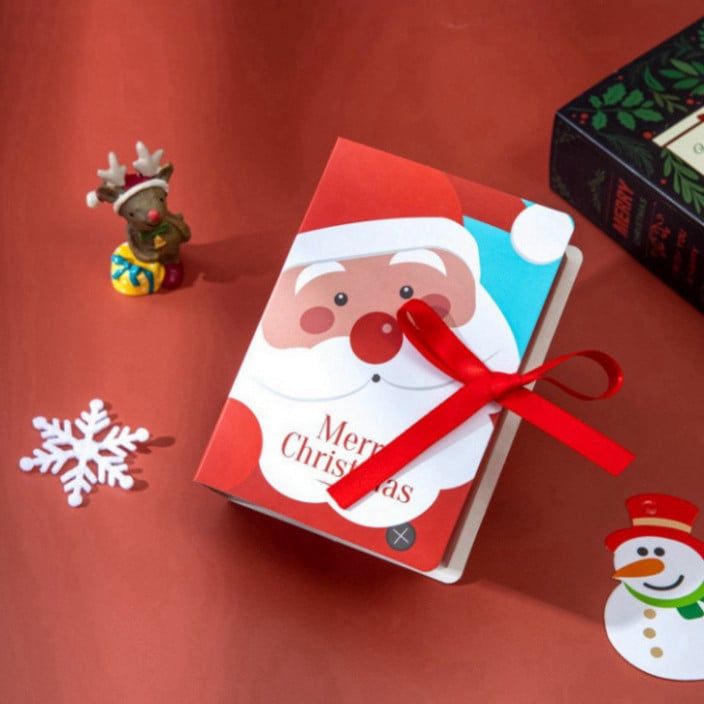  Bộ 5 Hộp quà Giáng Sinh Classy - Hình Ông Già Noel với Ruy băng 8x4,5x12cm Q766 