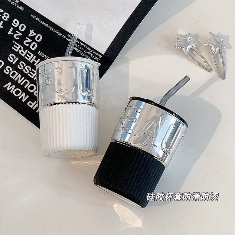  Cốc thủy tinh sang trọng với nắp và ống hút lựa chọn cao cấp cho uống nước văn phòng 