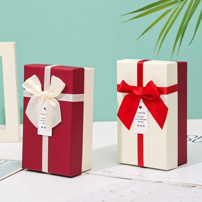  Hộp quà tặng xinh xắn (14,5x8,5x5cm) kèm nơ, tag chúc mừng - lý tưởng cho son, nước hoa, sô cô la, trang sức [Q418] 