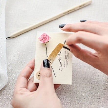  Bộ 10 Thiệp Vintage Gắn Hoa Khô + Phong Bì Kraft & Nhãn Dán Q626 